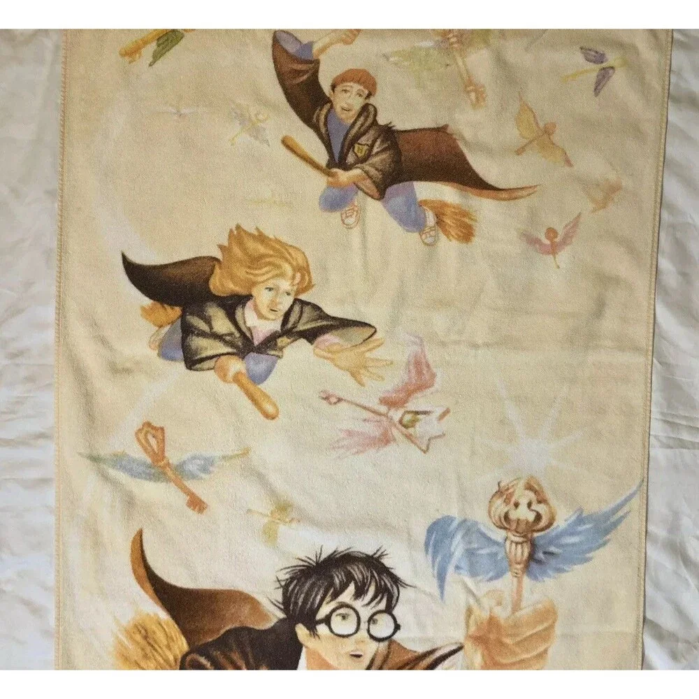 Vintage Harry Potter Cotton Beach Towel 28” X 54” Warner Bros 2000 - READ